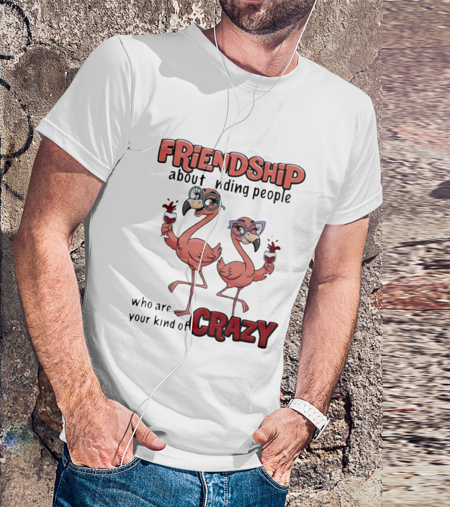 FRIENDSHIP About Finding People Who Are Your Kind Of CRAZY Flamingo Humor T-Shirt