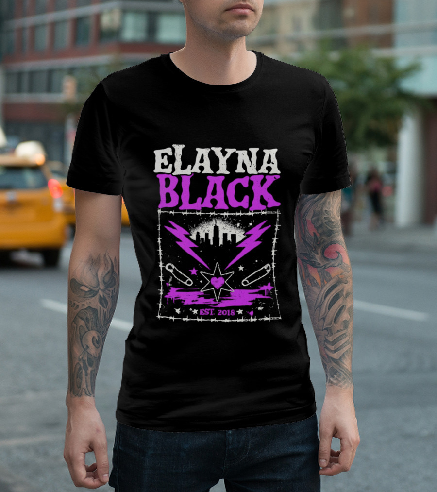 Elayna Black Heart Star Lightning Est 2018 T-Shirt