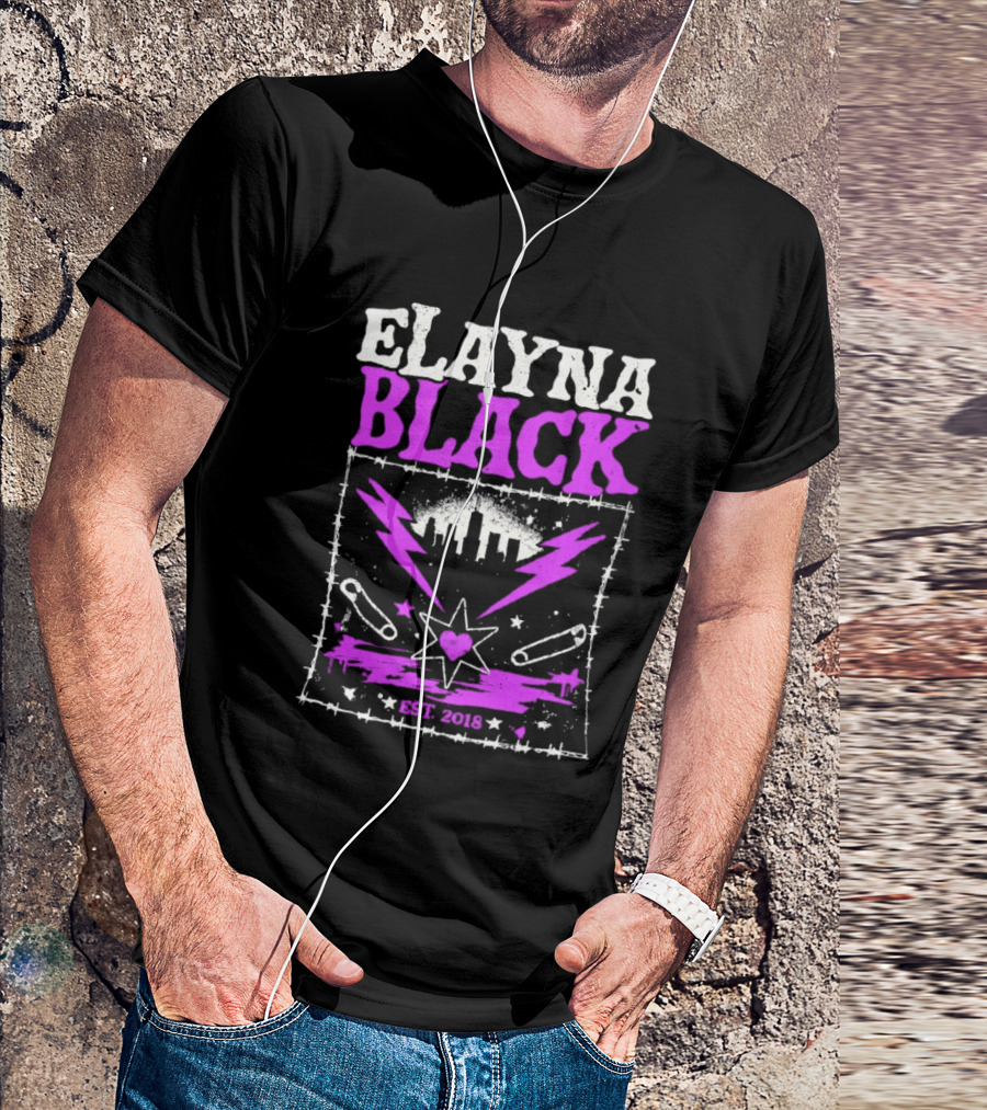 Elayna Black Heart Star Lightning Est 2018 T-Shirt