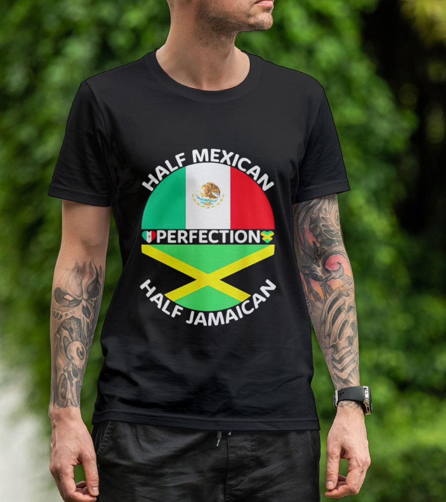 Half Mexican Perfection Half Jamaican Flag Fusion T-Shirt