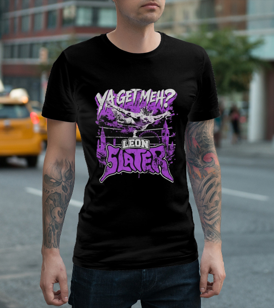 Leon Slater Ya Get Meh Wrestling Purple T-Shirt