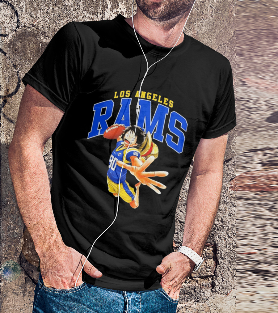 Los Angeles Rams One Piece Crossover Luffy NFL Collaboration T-Shirt