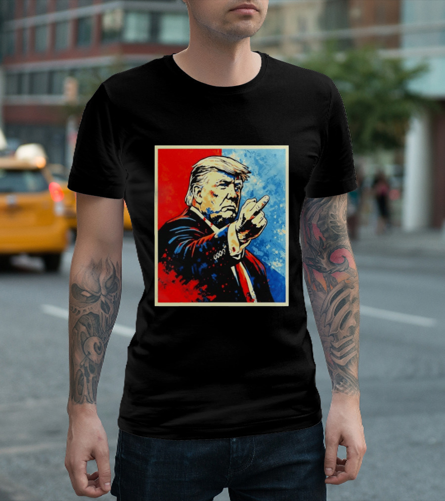 Trump 2026 Meme Middle Finger Red Blue Pop T-Shirt