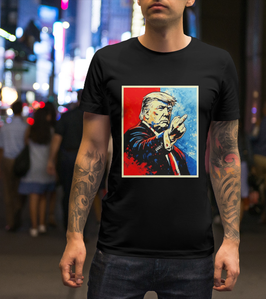 Trump 2026 Meme Middle Finger Red Blue Pop T-Shirt