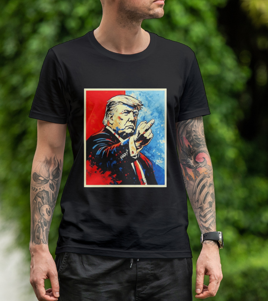 Trump 2026 Meme Middle Finger Red Blue Pop T-Shirt