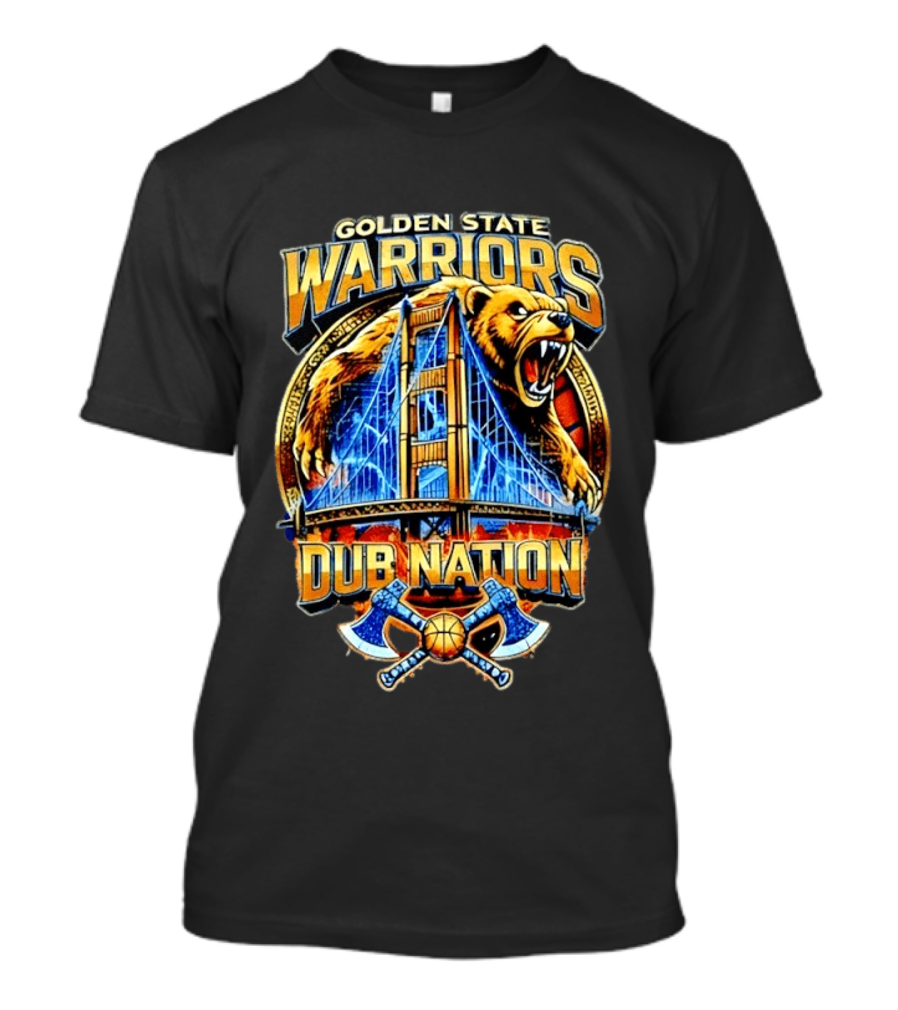 Golden State Warriors Dub Nation Bridge Bear Basketball Axes T-Shirt