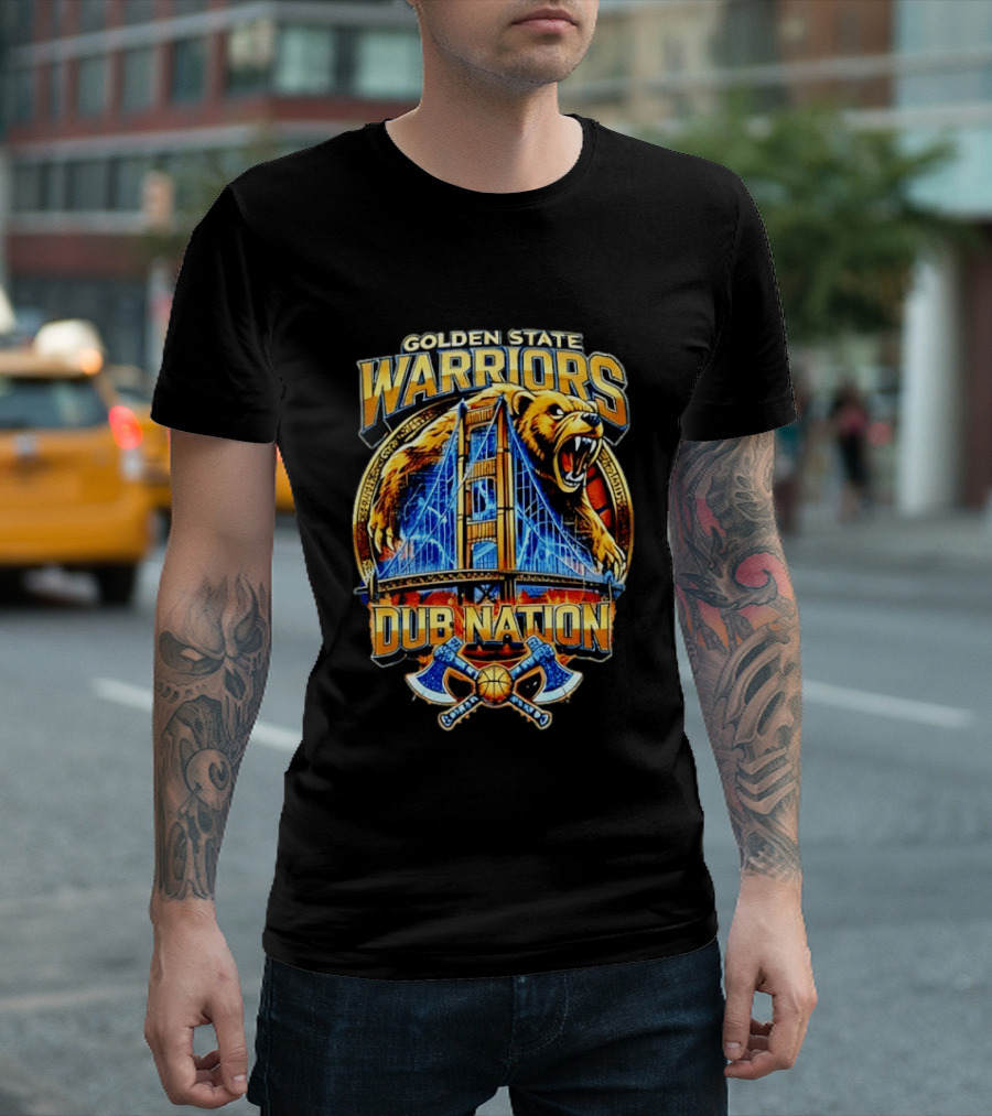 Golden State Warriors Dub Nation Bridge Bear Basketball Axes T-Shirt