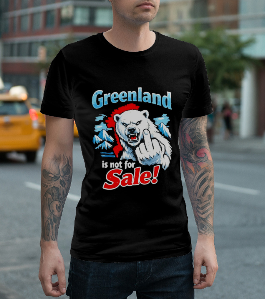 Greenland Is Not For Sale White Bear Middle Finger T-Shirt