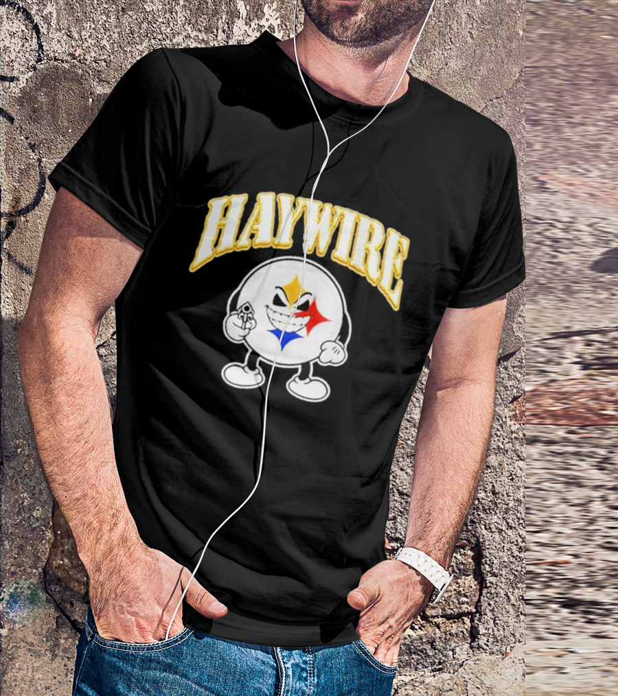 Pittsburgh Steelers Haywire Fun Character With Gun And Grin T-Shirt