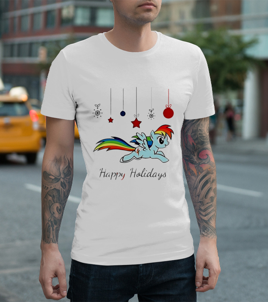 My Little Pony Rainbow Dash Happy Holidays Festive Ornament T-Shirt