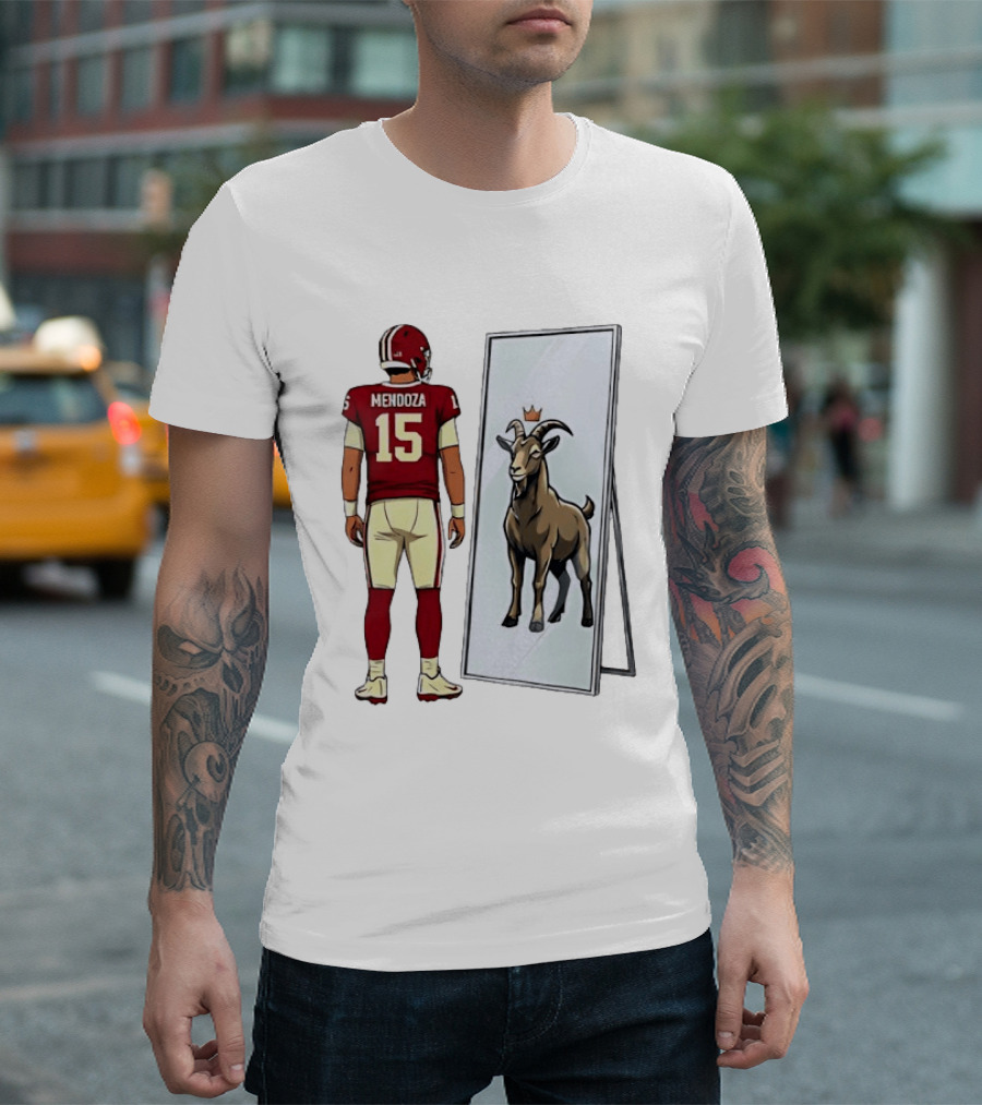 Fernando Mendoza Mirror 15 GOAT Indiana Hoosiers Football T-Shirt