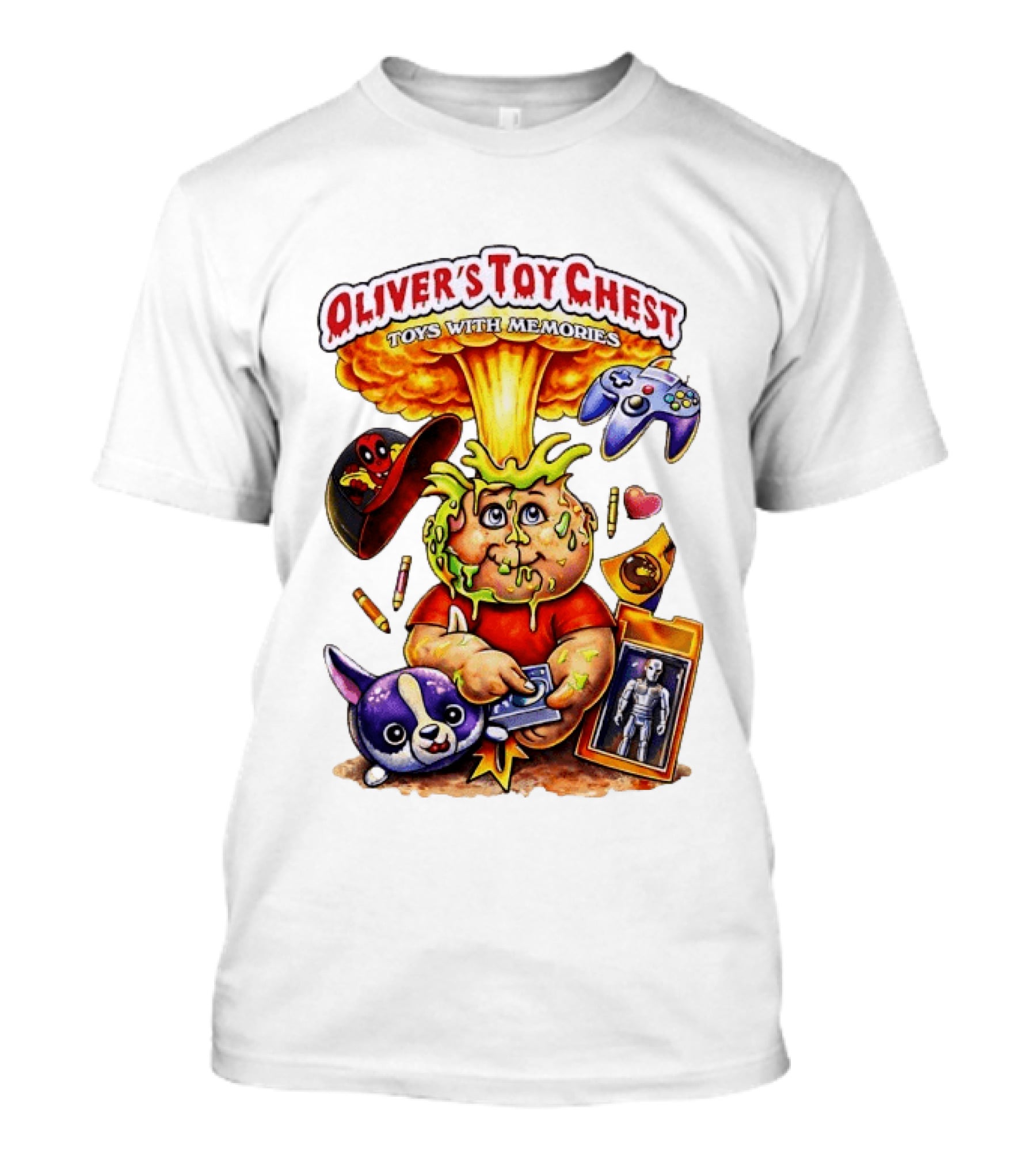 Oliver's Toy Chest Toys With Memories Cartoon Explosion Character Nostalgia T-Shirt