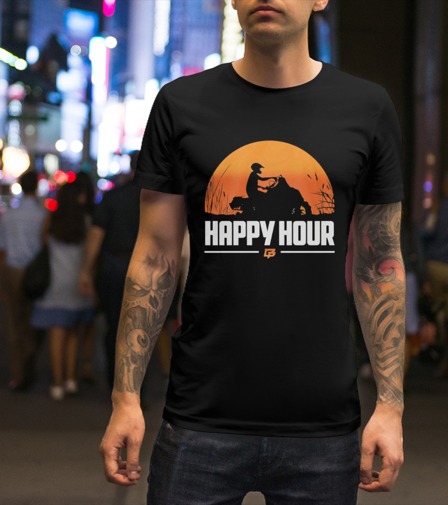Happy Hour Motorcycle Sunset Silhouette Adventure T-Shirt