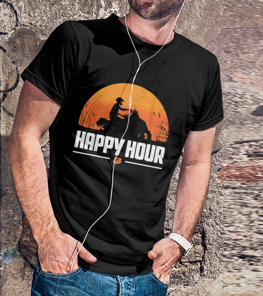 Happy Hour Motorcycle Sunset Silhouette Adventure T-Shirt