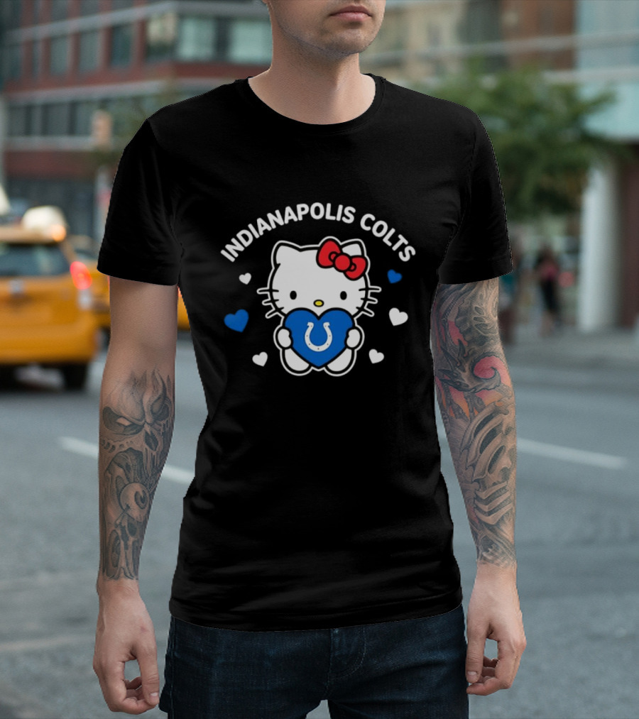 Indianapolis Colts Hello Kitty Blue Heart Valentine 2026 T-Shirt