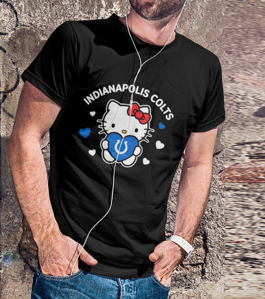 Indianapolis Colts Hello Kitty Blue Heart Valentine 2026 T-Shirt