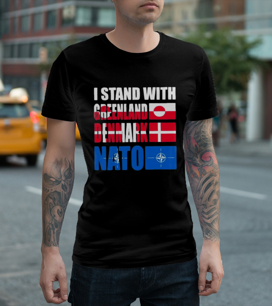 I Stand With Greenland Denmark NATO Flags Support T-Shirt
