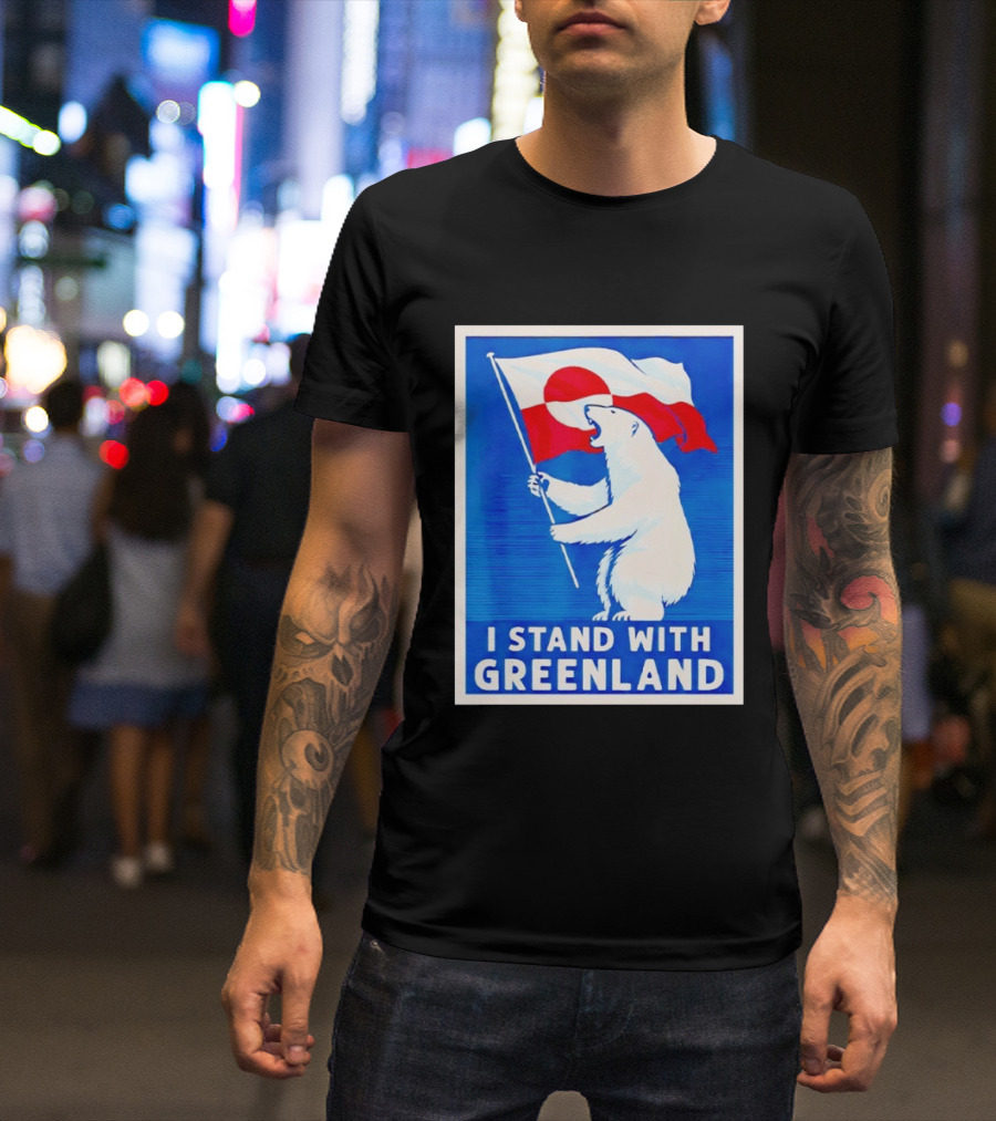 I Stand With Greenland Polar Bear Flag White Bear T-Shirt