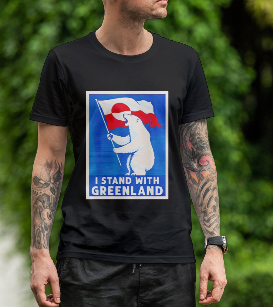 I Stand With Greenland Polar Bear Flag White Bear T-Shirt