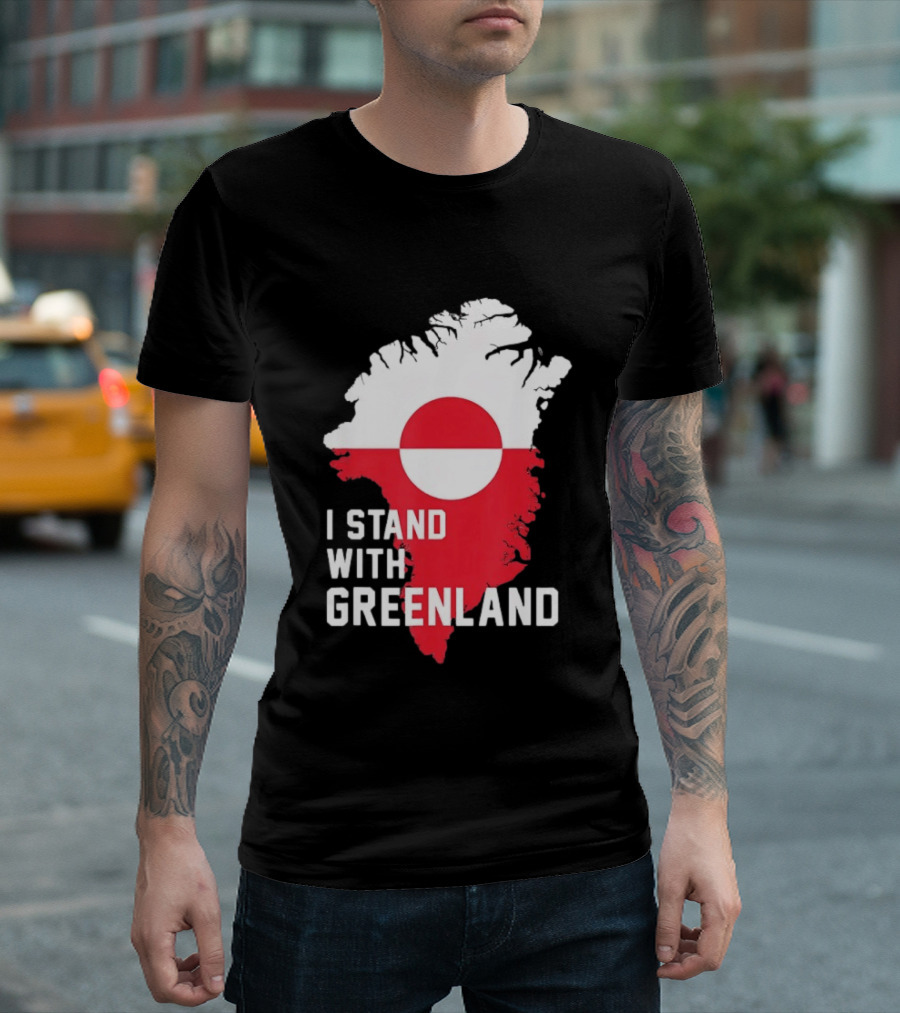 I Stand With Greenland Greenlanders Support Flag Map T-Shirt
