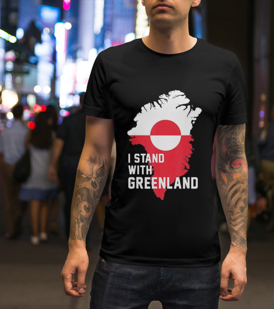 I Stand With Greenland Greenlanders Support Flag Map T-Shirt