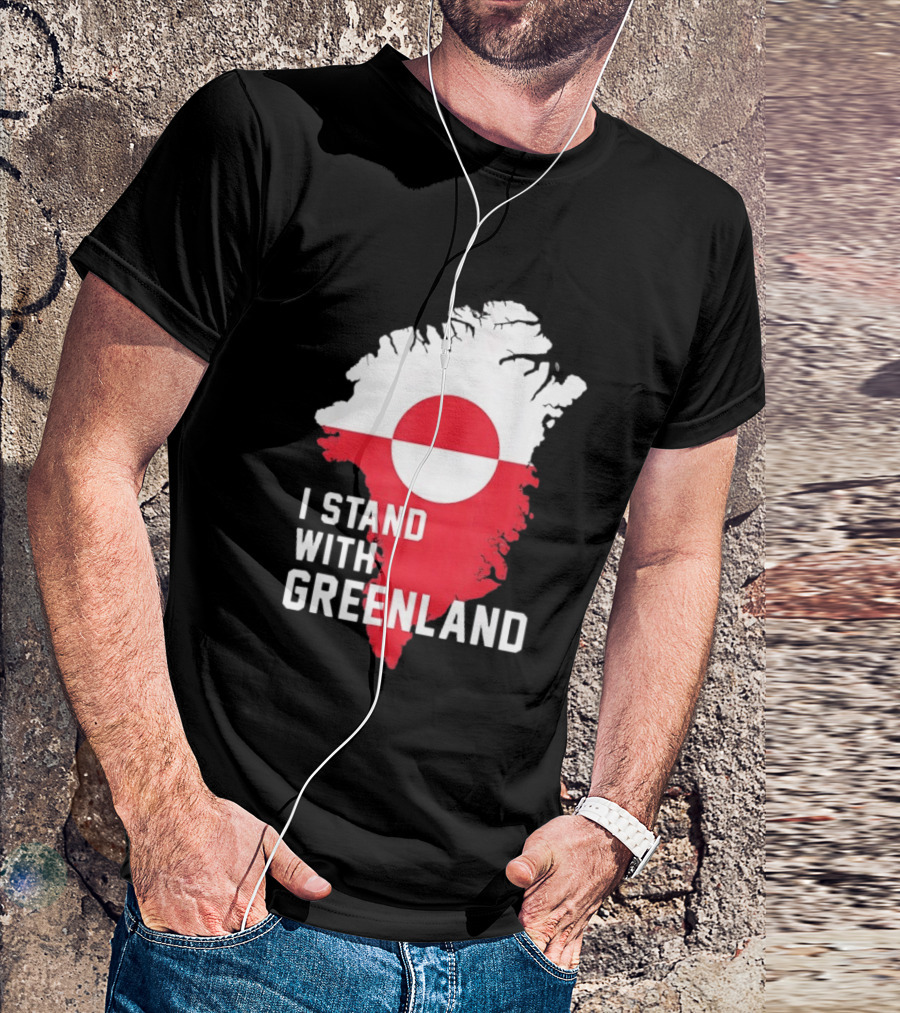 I Stand With Greenland Greenlanders Support Flag Map T-Shirt
