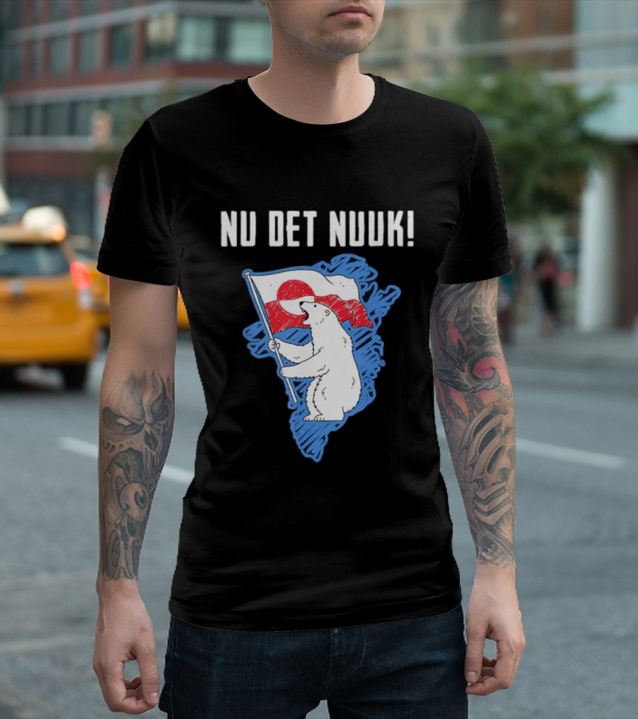 Nu Det Nuuk Greenland Polar Bear Flag T-Shirt