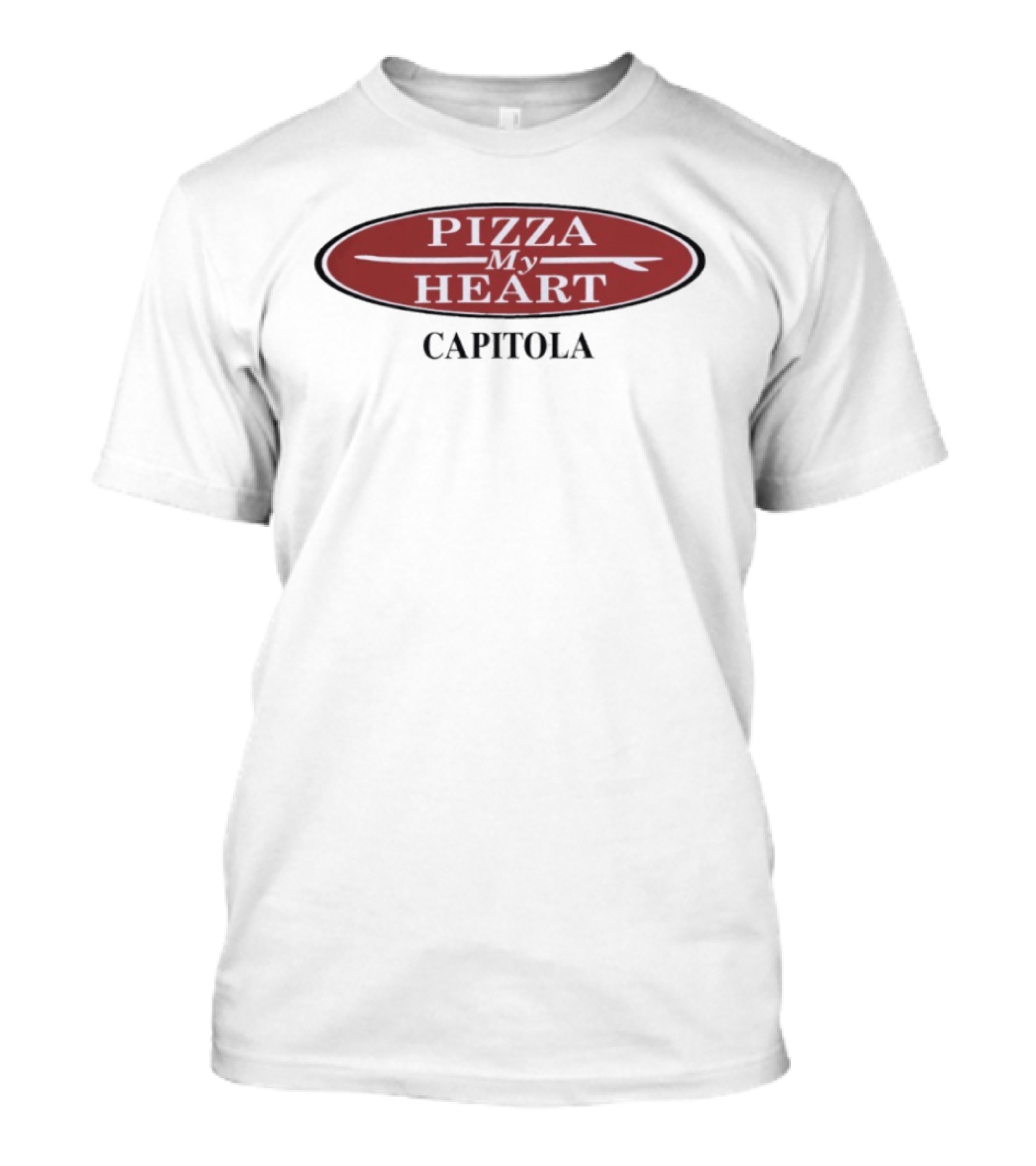Pizza My Heart Capitola Classic Surfboard Oval T-Shirt