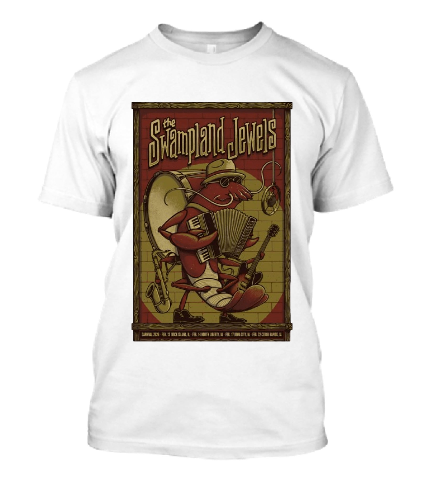 The Swampland Jewels 2026 Tour February Rock Island Davenport North Liberty Iowa City Cedar Rapids T-Shirt