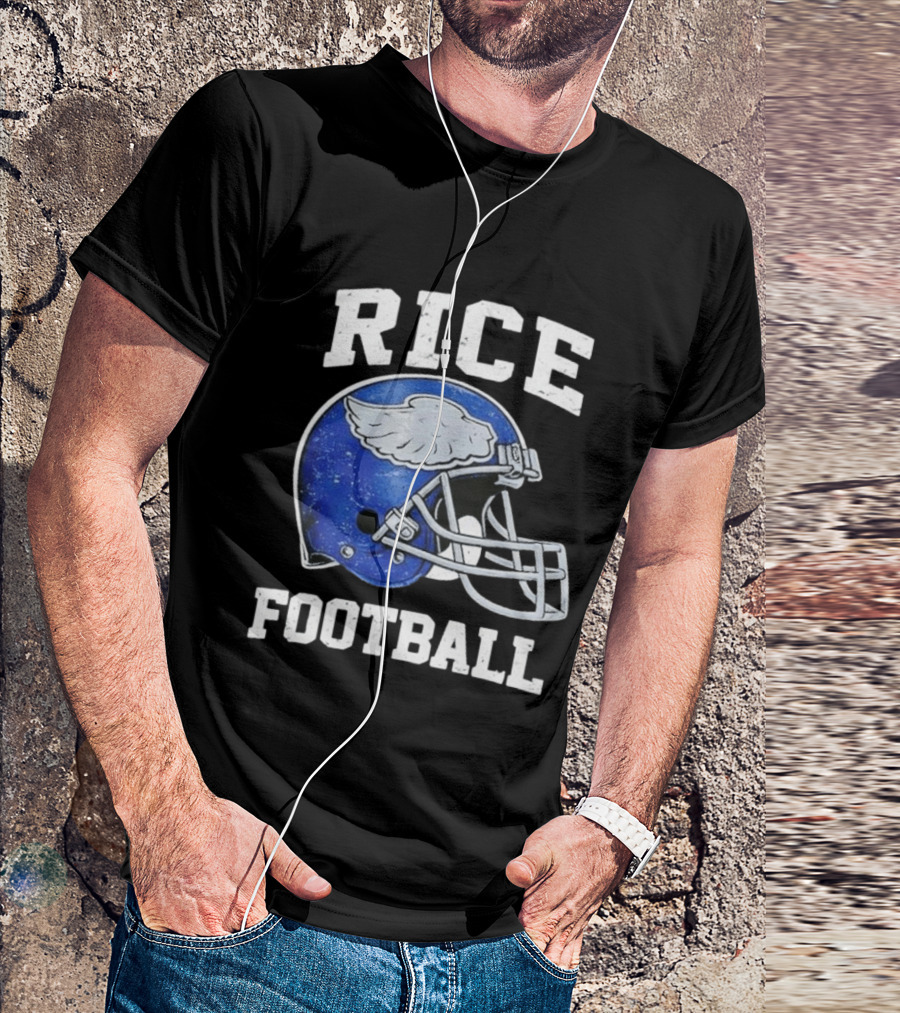 Rice Football Blue Winged Helmet T-Shirt