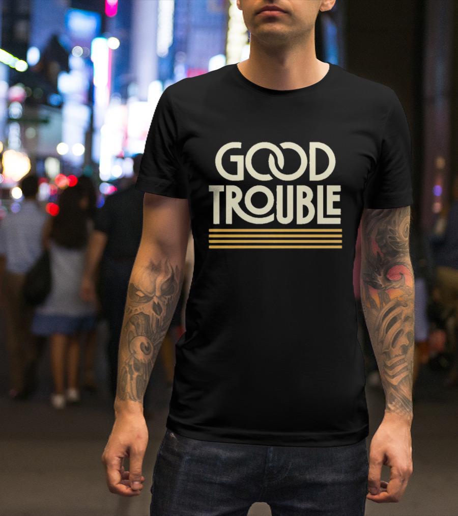 Good Trouble Yellow Lined T-Shirt