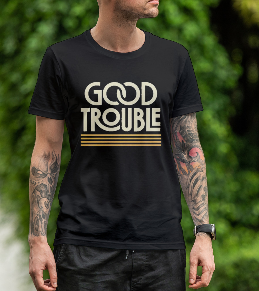 Good Trouble Yellow Lined T-Shirt