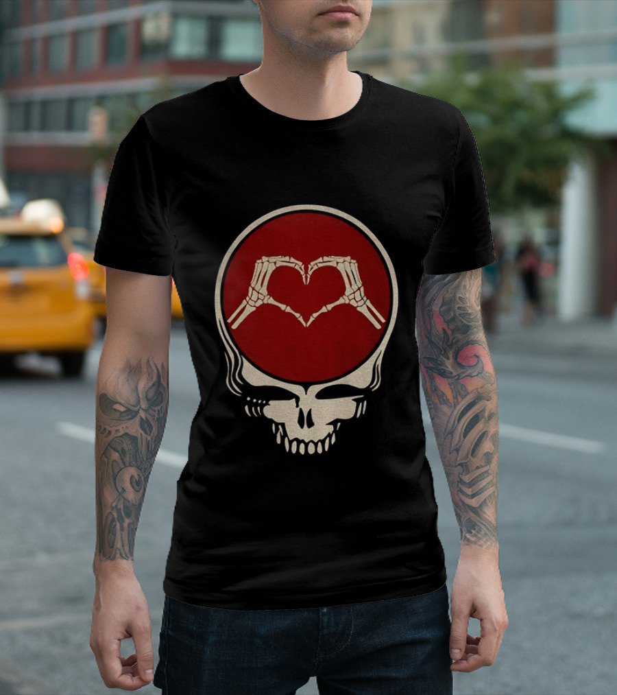 Grateful Dead Skull Skeleton Heart Hands Valentines Jerry Garcia Bob Weir T-Shirt