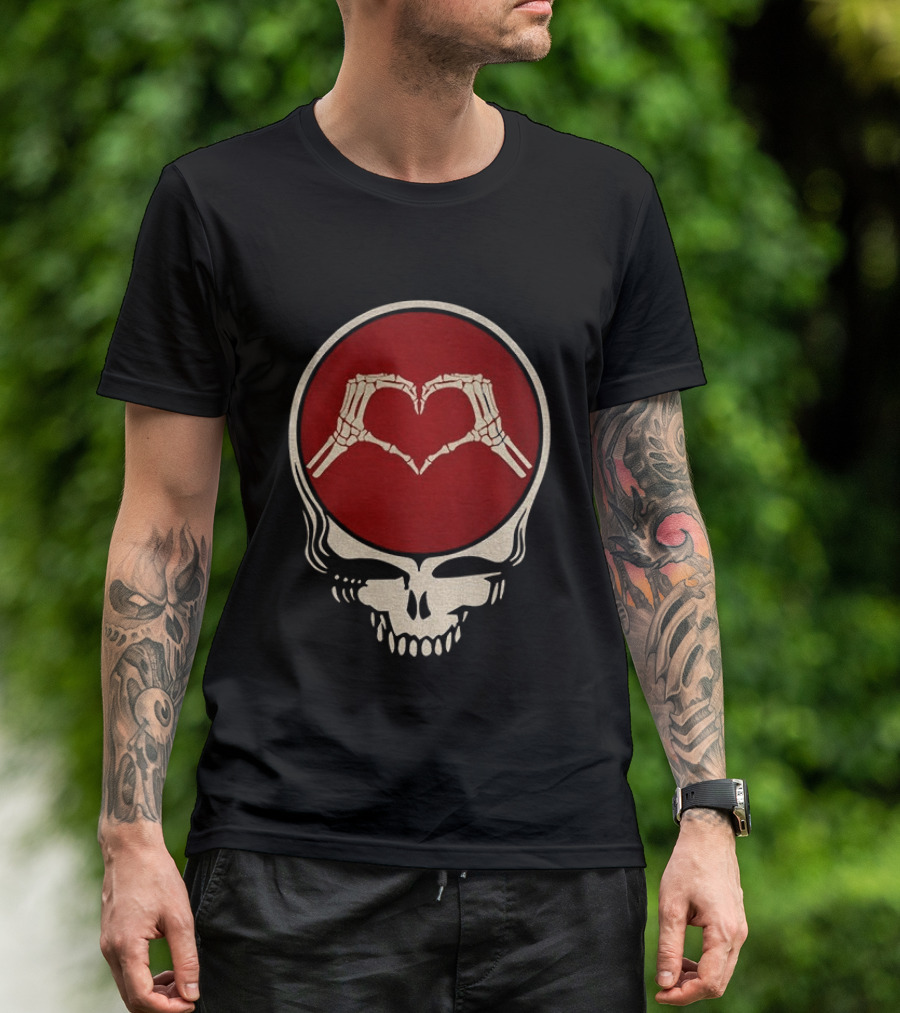 Grateful Dead Skull Skeleton Heart Hands Valentines Jerry Garcia Bob Weir T-Shirt