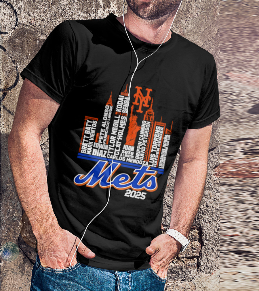New York Mets Players City Skyline 2025 T-Shirt