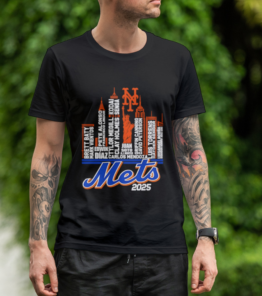 New York Mets Players City Skyline 2025 T-Shirt