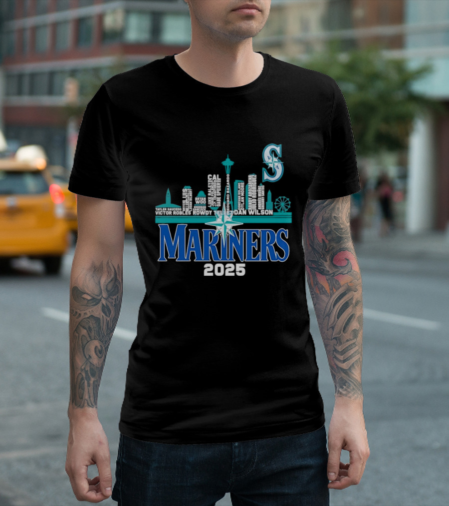 Seattle Mariners 2025 City Skyline Player Names Iconic S T-Shirt