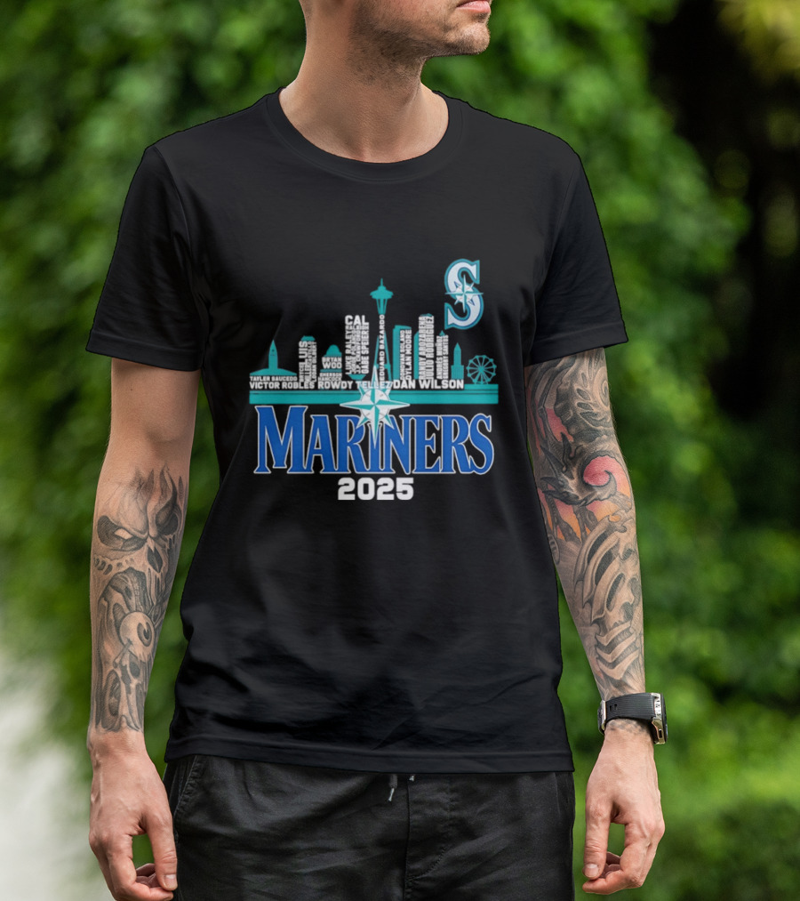 Seattle Mariners 2025 City Skyline Player Names Iconic S T-Shirt