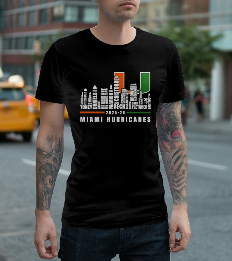 Skyline City Miami Hurricanes 2023 24 Player Names U T-Shirt