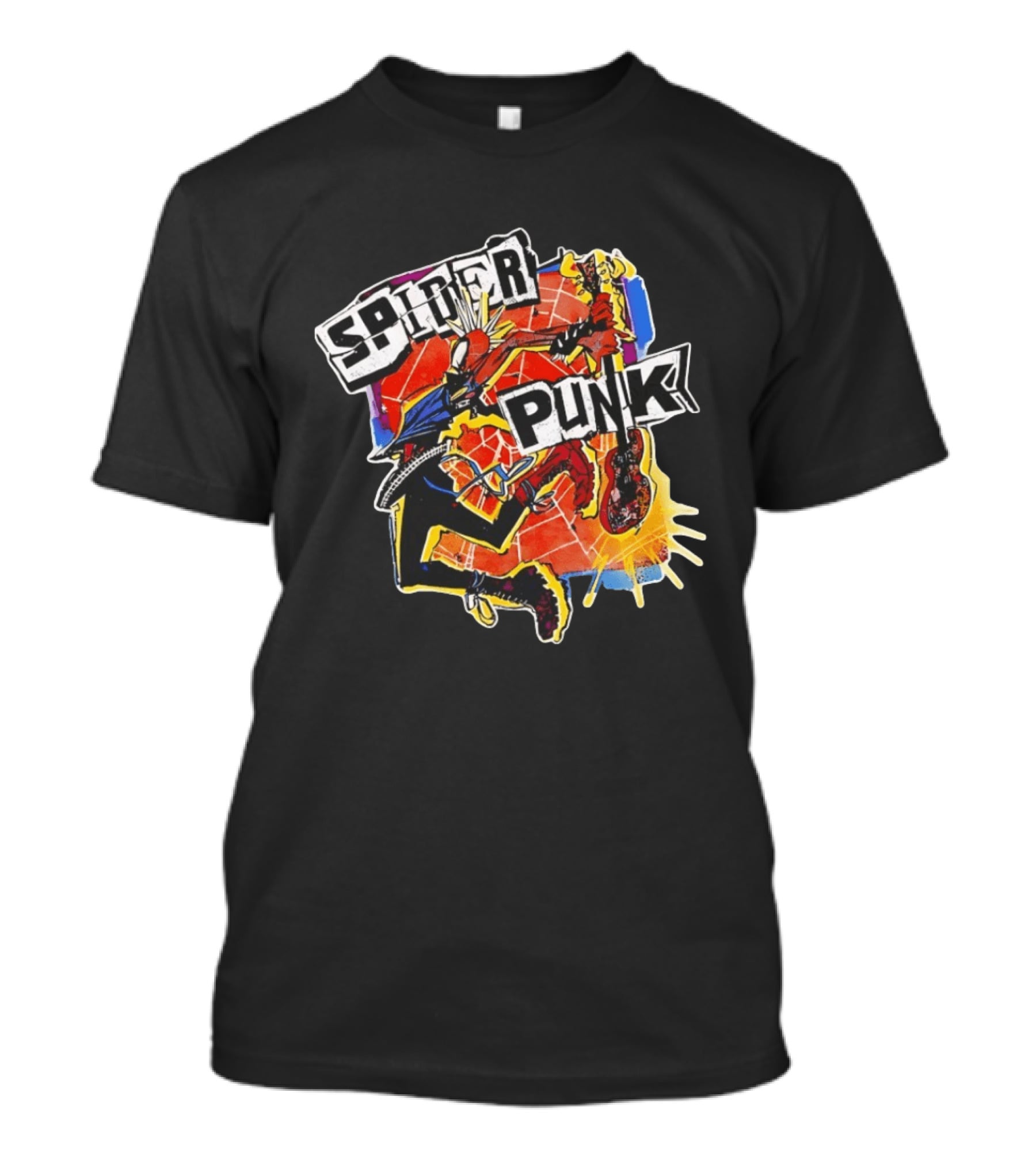 Spider Punk Guitar Hero Rebellion Web Burst T-Shirt