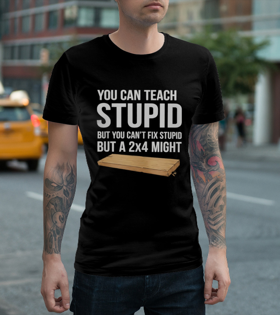 You Can Teach Stupid But You Can't Fix Stupid But A 2x4 Might T-Shirt