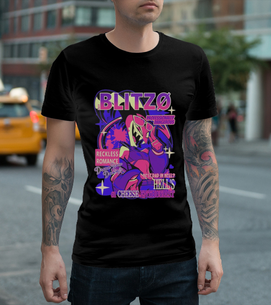 BLITZØ Professionally Dangerous Reckless Romance Dream Horse Dentist Hell's #1 Cheese T-Shirt