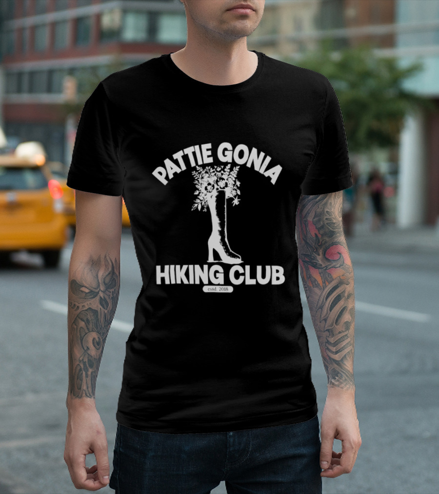 Pattie Gonia Hiking Club Est 2018 Boot And Floral T-Shirt
