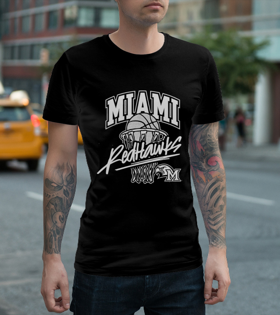 Miami RedHawks Basketball Hoop And Ball T-Shirt