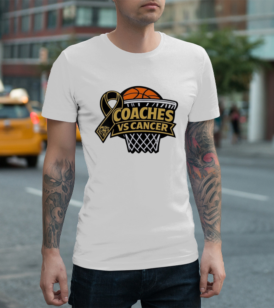 Coaches Vs Cancer Chicago Bears Basketball Ribbon Collaboration T-Shirt