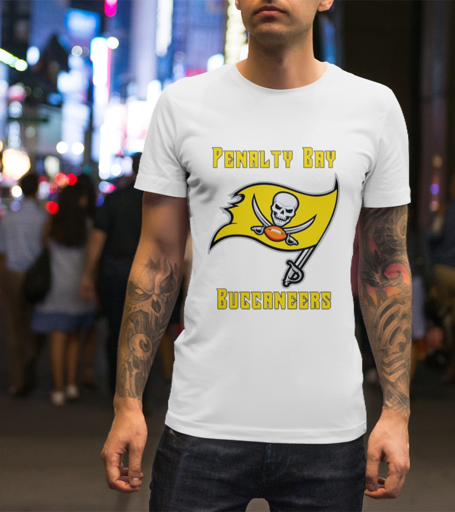 Penalty Bay Buccaneers Yellow Flag Football Skull Swords T-Shirt