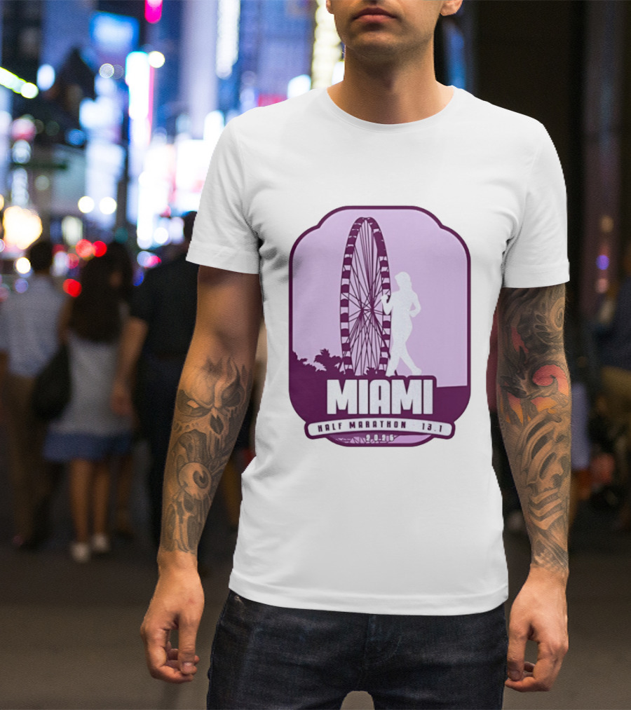 MIAMI Half Marathon 13.1 February 2 2025 Ferris Wheel T-Shirt