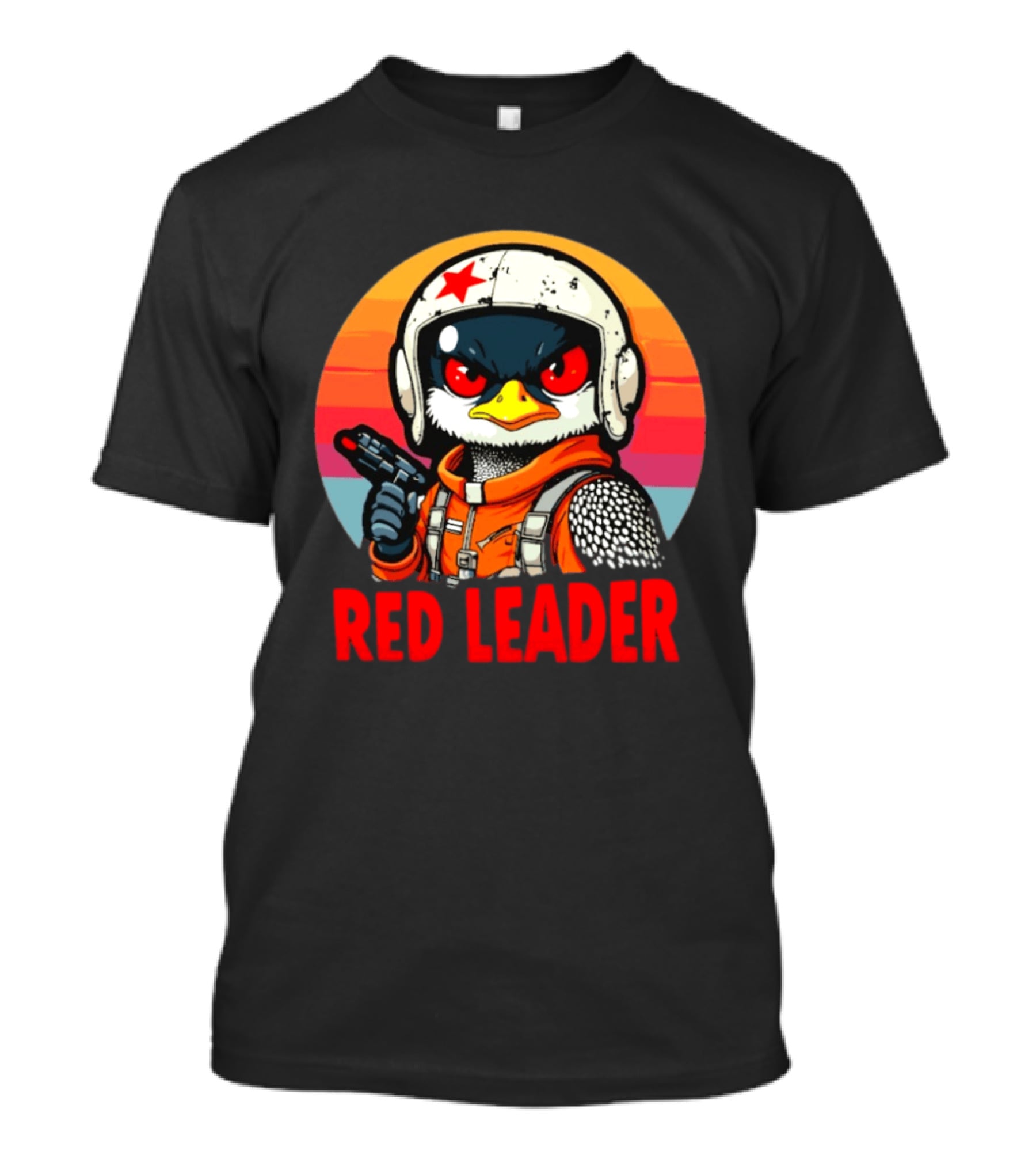 Red Leader Loon Pilot Retro Sunset T-Shirt