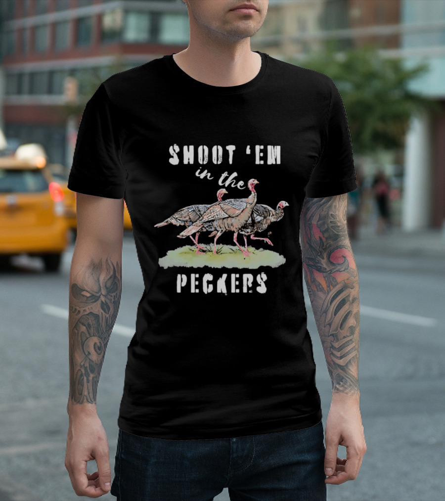 Shoot 'Em In The Peckers Three Turkeys T-Shirt
