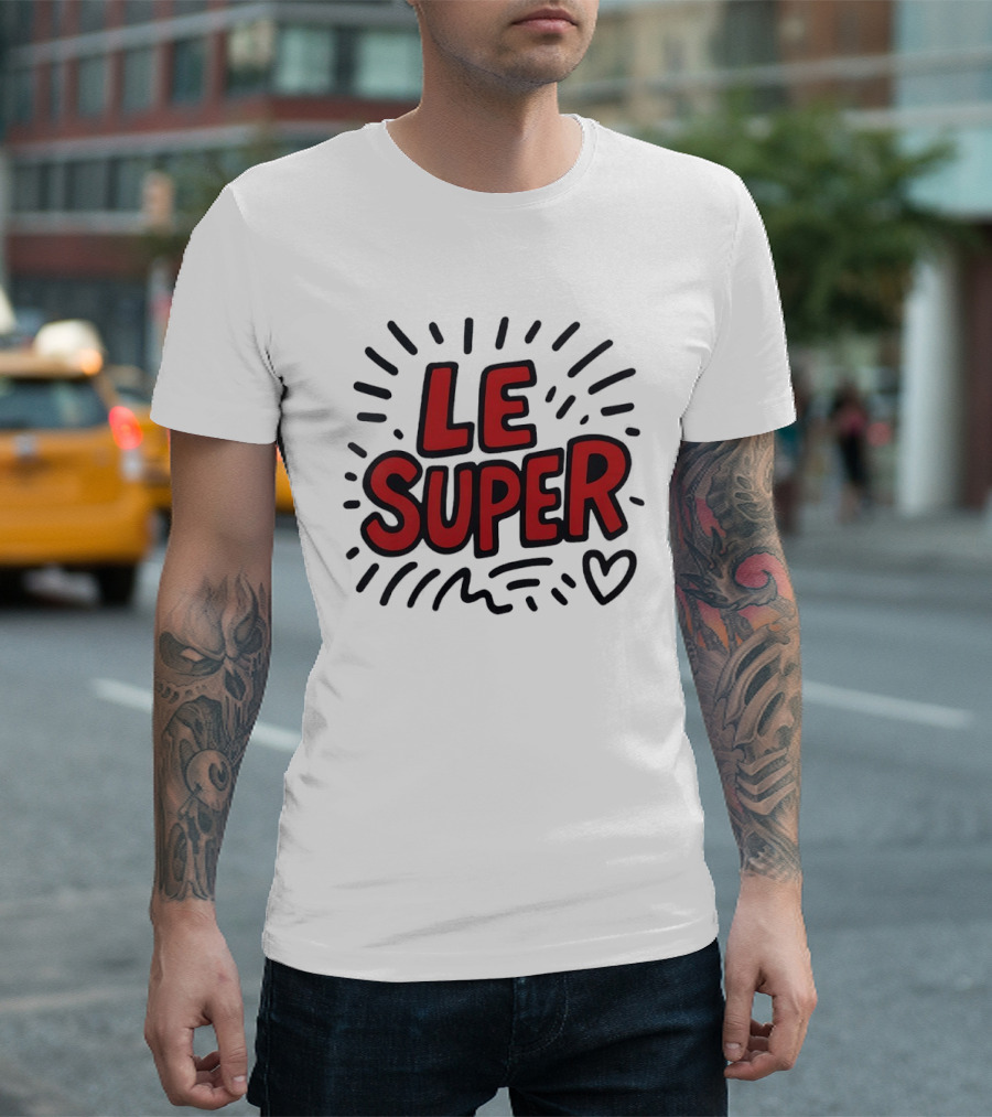 Le Super Text With Doodle Heart And Lines T-Shirt